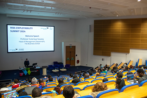 Attendees sit at the MBA Summit at Edinburgh Napier's Craiglockhart campus