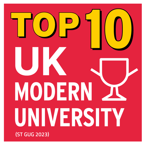 Graphic text: Top ten UK modern university