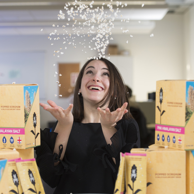 Edinburgh Napier entrepreneur Sydney Chasin With her Lil Pop packaging.