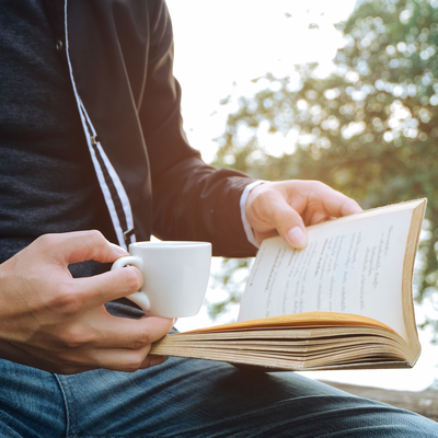 A student reading a book