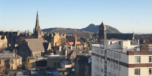 Landscape of Edinburgh skyline and Arthur's seat