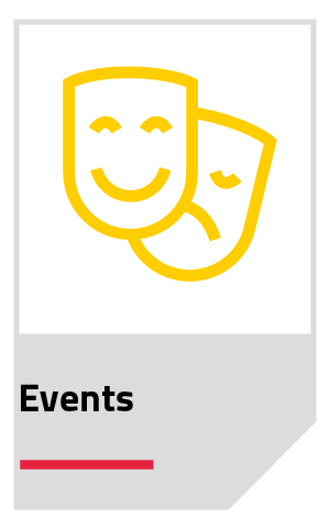 Icon image of two theatrical masks to represent events
