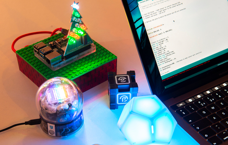 laptop code connected to a light