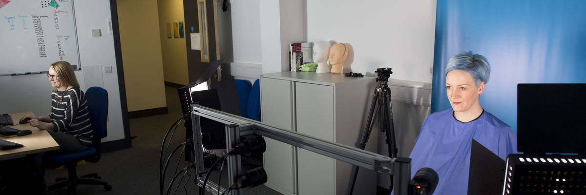 Facial recognition camera in use in a psychology lab in Napier University