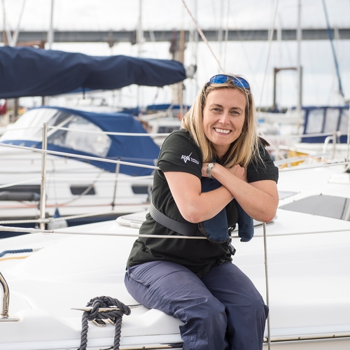 Sheila Lauchlan sitting on a yacht 