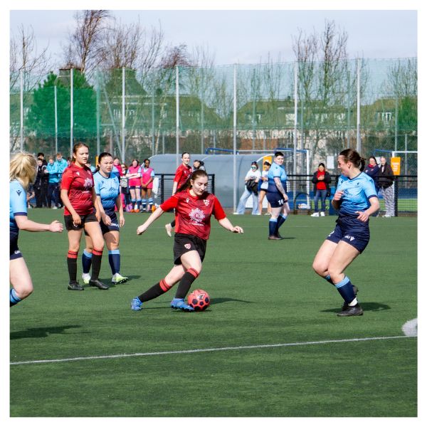 ENU's Women's football team playing a match