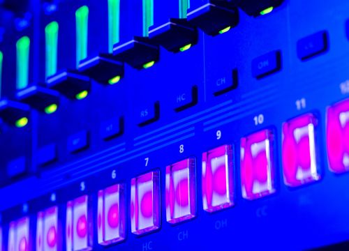 A piece of music studio kit in fluorescent colours