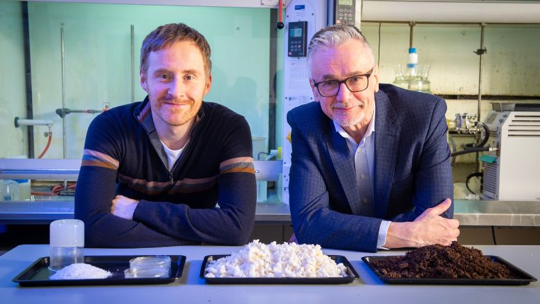 Seaweed nanomaterial company, Mercel spins out from Edinburgh Napier University. Left to right: Dominic O'Rourke (Mercel Founder and Chief Operating Officer), Mark Doris, (Mercel Founder and Chief Technical Officer)