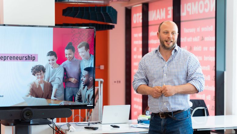 Pete speaking at the BRT studio
