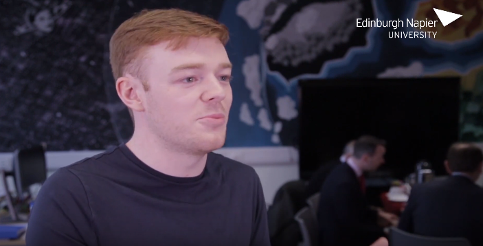 Snapshot of Bradley Mackie, while he was sharing his experience studying one of the University's teaching courses