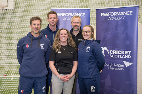 The Cricket Scotland team with Edinburgh Napier's Dr Susan Brown