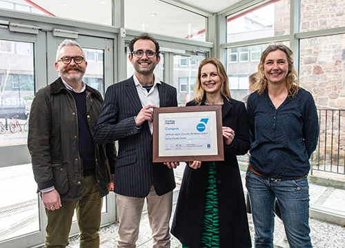 Edinburgh Napier’s Jamie Pearson, Cycling Scotland’s Valentin Jeanjean, Edinburgh Napier’s Kerry Dewar and Edinburgh Napier’s Carola Böttcher.