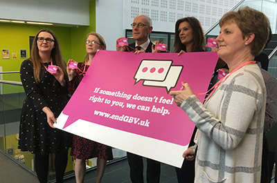 Shirley-Anne Somerville, Deputy First Minister John Swinney, Fiona Drouet and Edinburgh Napier Principal Professor Andrea Nolan