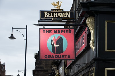 A sign outside the rebranded Napier Graduate pub