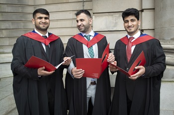 Afghan graduates (L-R) Amin ul Haq Majeed, Bilal Rafi and Mujeeb Rahman