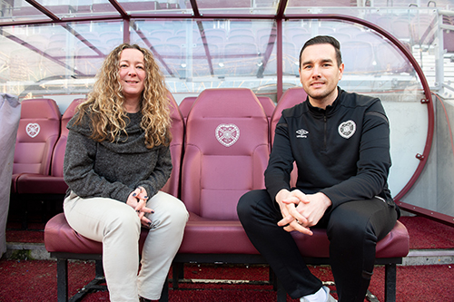 Dr Susan Brown and Hearts Womens manager Kevin Murphy