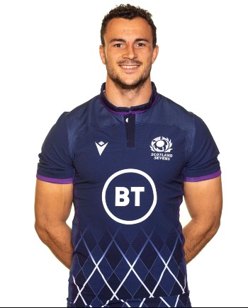 Portrait of Jamie Farndale in Scotland sevens rugby strip