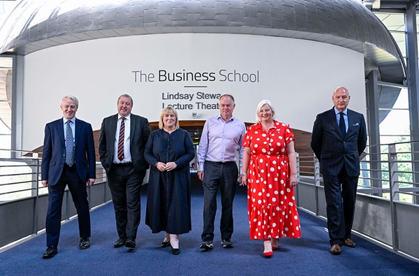 Tom McBarnet, CEO of Forces In Mind Trust, Veterans Minister Graeme Dey, Edinburgh Napier’s Dr Gerri Matthews-Smith, University of Edinburgh’s Roy Biddle, Scottish Veterans Commissioner Susie Hamilton and Edinburgh Napier’s Director of Planning and Strategy Michael Greenhalgh.