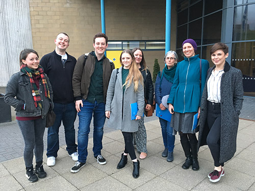 Group of students in front of a building