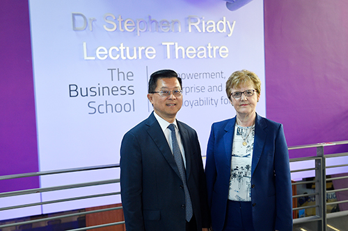 Dr Stephen Riady and Principal Andrea Nolan photographed at Craiglockhart