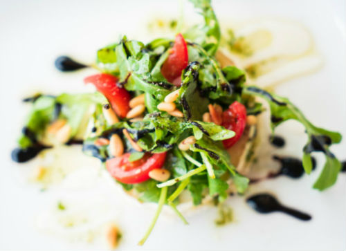 close-up of a plate of salad