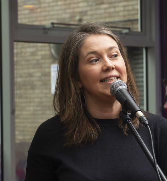 Aileen Campbell MSP at the microphone