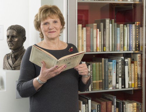 Curator Catherine Walker at the War Poets Collection at the Craiglockhart campus