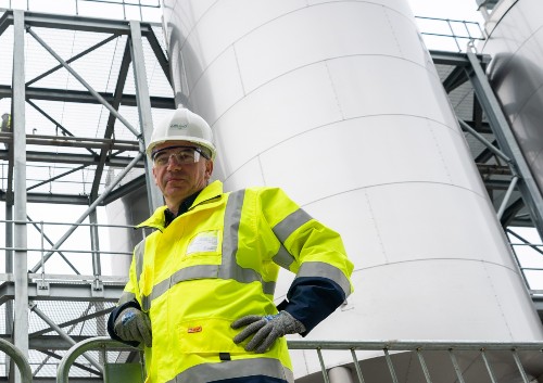 Martin Tangney in hi-vis clothing at Celtic Renewables' biorefinery