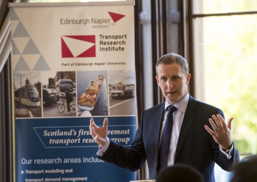 Michael Matheson MSP, Cabinet Secretary for Transport, addressing fourth annual Electric Vehicle Event