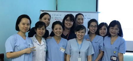 Anne Moylan with neonatal nursing students in Vietnam