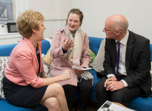 Andrea Nolan, Hannah Scott-Rose, John Swinney