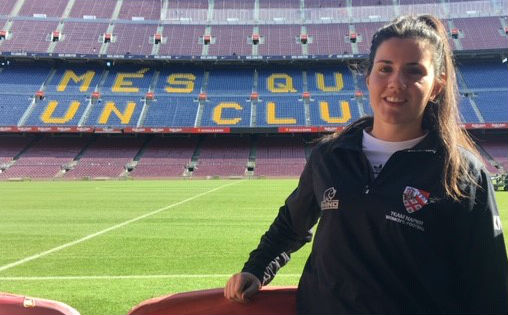 Kayleigh Mcneill in the Camp Nou stadium, home of Barcelona FC