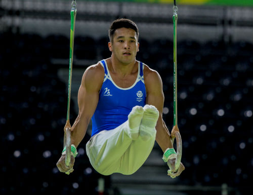 Kelvin Cham in gymnastics action 