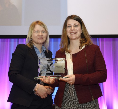 Petra Crocker accepting an award