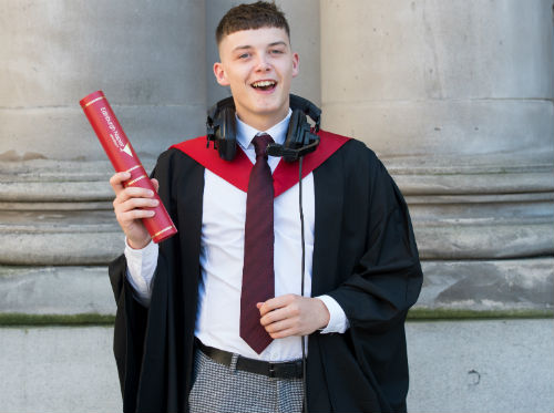 Journalism graduate Rory Hill outside the Usher Hall after the ceremony