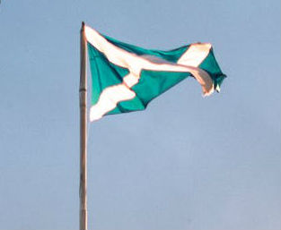 Saltire flag fluttering on poll