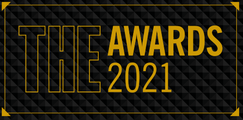 Logo with yellow text THE awards 2021 on black background