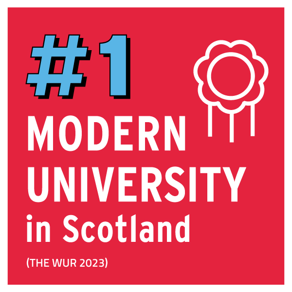 Graphic text: Number one modern university in Scotland