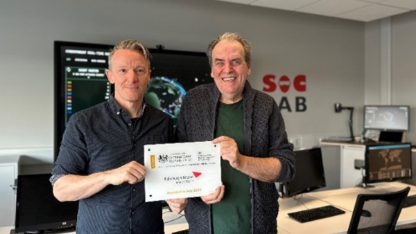 Rich Macfarlane and Bill Buchanan with the NCSC certificate