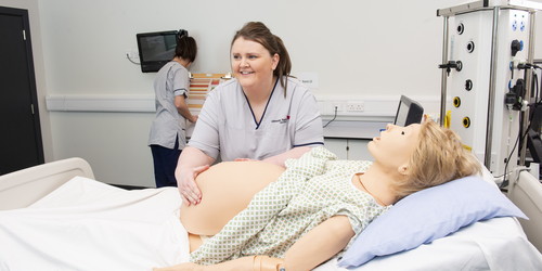 Midwifery student in the Simulation and Clinical Skills Centre.