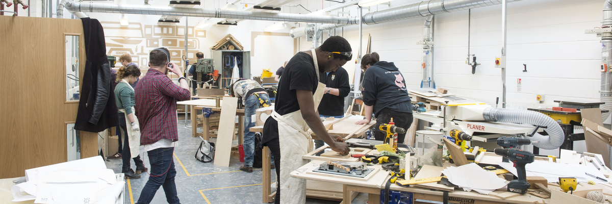 Product Design students in the workshop | Edinburgh Napier University.