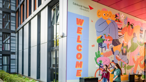 Welcome mural at Bainfield Accommodation