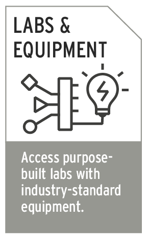 Access purpose-built labs with industry-standard equipment.