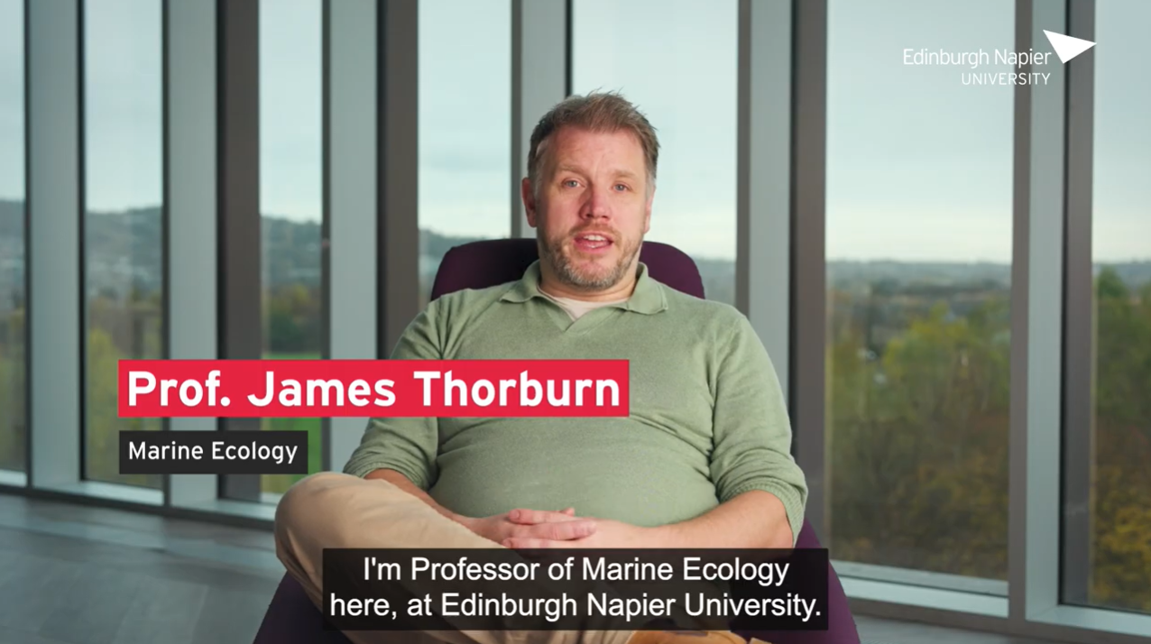 Photo of James Thorburn seated at Edinburgh Napier Universitys sighthill campus