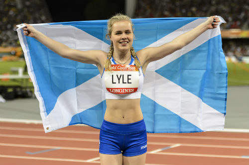 Maria Lyle with saltire after her silver medal triumph at the Gold Coast 2018 Commonwealth Games.